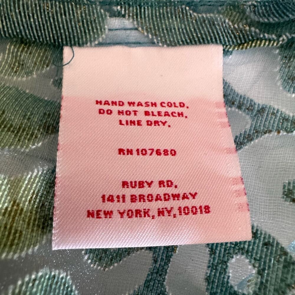 Ruby Rd. Blue and Green Sheer Metallic Button Up - 18W - Picture 4 of 8